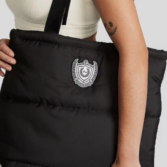 Victoria Secret Pink Black Puffer Tote Bag with Zip Closure - Picture 8 of 8